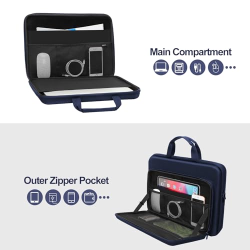 MOSISO 15.6-16 inch Laptop Hard Case, 15 inch Shockproof Waterproof Laptop Case Hard Shell Compatible with MacBook HP Dell, Carrying Sleeve Computer Bag with Sturdy Handle&Front Pocket&Belt, Navy Blue - color: Navy Blue, size: 16 inch