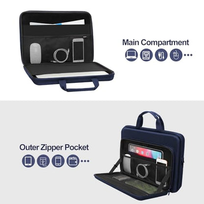 MOSISO 15.6-16 inch Laptop Hard Case, 15 inch Shockproof Waterproof Laptop Case Hard Shell Compatible with MacBook HP Dell, Carrying Sleeve Computer Bag with Sturdy Handle&Front Pocket&Belt, Navy Blue - color: Navy Blue, size: 16 inch
