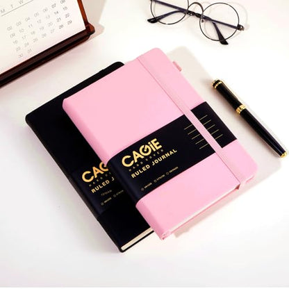 CAGIE Pink Journal Notebook for Women, 320 Pages College Ruled Notebook, 100 Gsm Paper Thick Lined Journal, A5 Hardcover Leather Journals for Writing, 5.7x8.3 In - color: Pink, style: Lined A5