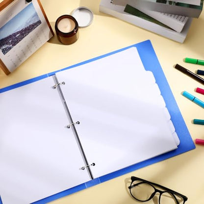 Harloon 30 Set 3 Ring Binder Dividers with 8 Tabs, 8.5x11 Blank Index Binder Bulk,1/8 Cut Tab Cardstock 3 Hole Punch 230 GSM Heavyweight Writable Subject Page Dividers for Office School (White) - size: White