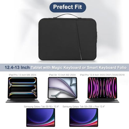 12-12.9 Inch Tablet Sleeve Bag for 12.4" Samsung Galaxy Tab S10+ S9+ Plus/S8+/S7+ Plus/S7 FE,13" iPad Air M4 M3 M2/iPad Pro M5 M4/Pro 12.9"/Microsoft Surface Go 2 12.4"/Pro 11 10 Carrying Case-Black - color: Black, size: 12.9 Inch