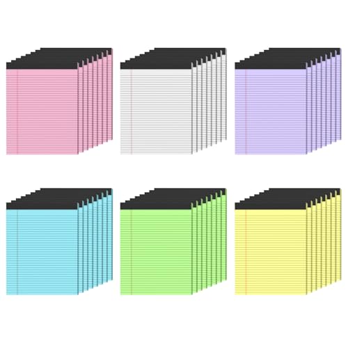 Colored Legal Pads, Yellow Legal Pads 8.5 x 11, 48 Pack Note Pads 8.5 x 11 Wide Ruled, Notepads 8.5x11 with Sturdy Back, Perforated Writing Paper Pads, Colored Lined Pads for Office, School, Home - size: 8.5 x 11 Inch, style: 48 Pack-Colored