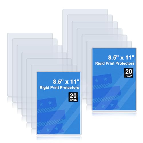 Rainmae 20 Pack 8.5" x 11" Rigid Print Protectors, Clear Waterproof Hard Plastic Page Sheet Protectors, Paper Sleeves Photo Sleeves Document Holder Birth Certificate Protector - color: 8.5*11in (20pcs)