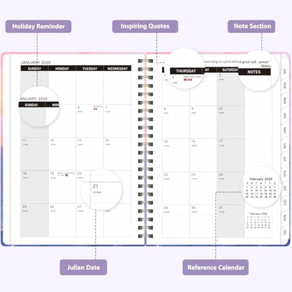 2026 Planner, Weekly and Monthly Calendar Planner Agenda, Jan 2026 - Dec 2026, Planning Academic Book, Office Desk Accessories and School Supplies - A5 (6.3'' x 8.5'') - color: D-Ocean Sunset