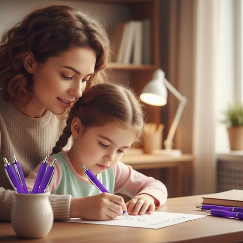 Customized Pens with Logo or Text - 100 Pack Bulk Business Events Pens - color: Purple