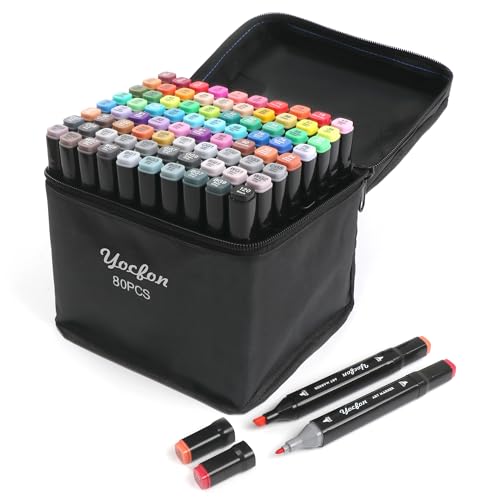 80 Colors Alcohol Markers, Dual Tips Drawing Markers, Set For Adults Coloring Sketch Illustration, Chisel & Fine