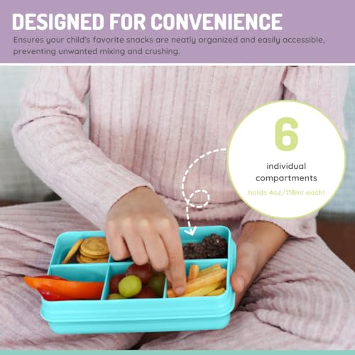 melii Snackle Box | 6-Compartment Divided Snack Container, BPA-Free Food Storage with Removable Dividers for School, Travel & On-the-Go Snacking (Shark) - color: Shark