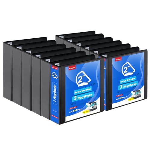 COMIX Heavy Duty Slant-D Ring View Binder, 2 inch 3 Ring Binders, Hold 500 Sheets of 8.5" x 11" Paper, 12 Pack (Black) - color: Black, size: 2 inch, style: 12 Pack
