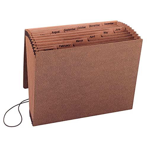 Smead TUFF Expanding File, 12 Pockets, Monthly (Jan.-Dec.), Flap and Cord Closure, Letter Size, Redrope (70388) - size: Letter Size, style: Monthly (Jan-Dec)