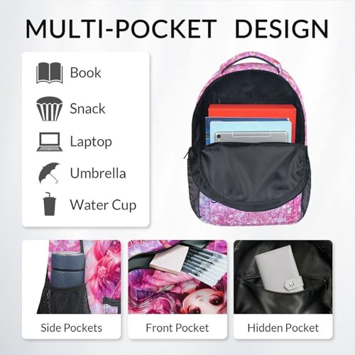 COZYAURA Girl Backpack for Girls Personalized with Name - 3-Piece School Bag Set with Insulated Lunch Box & Pencil Case for Kindergarten & Elementary Students - color: Red