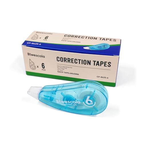 Correction Tape, Easy to Use Applicator for Instant Corrections, 19.7 Feet 6-Count Pack Correction Tape for School, Office, Crafting (6pcs/Set)