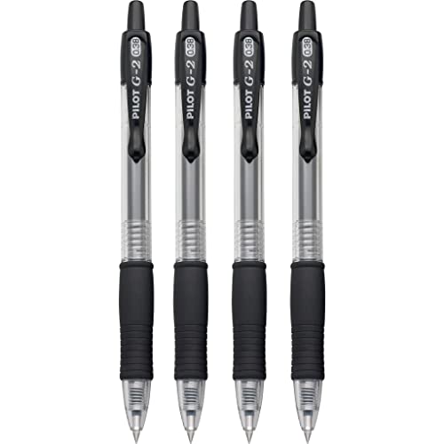 Pilot G2 Premium Refillable and Retractable Rolling Ball Gel Pens, Ultra Fine Point, Gel Ink Pens, 0.38mm, Black Ink, 4-Pack