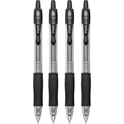 Pilot G2 Premium Refillable and Retractable Rolling Ball Gel Pens, Ultra Fine Point, Gel Ink Pens, 0.38mm, Black Ink, 4-Pack