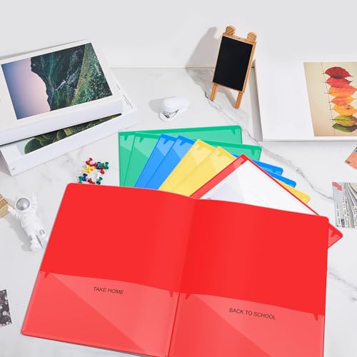 Henoyso 24 Pcs Folders with Pocket School to Home Folder Heavy Duty 2 Pocket Homework Folders with Clear Front Pockets for School Students Parent Teacher Communication (Red,Yellow,Blue,Green) - color: Red, Yellow, Blue, Green