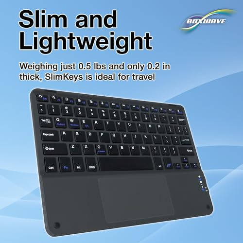 BoxWave Keyboard Compatible with TCL NXTPAPER 11 Plus (11.5 in) - SlimKeys Bluetooth Keyboard with Trackpad, Portable Slim TouchPad - Jet Black