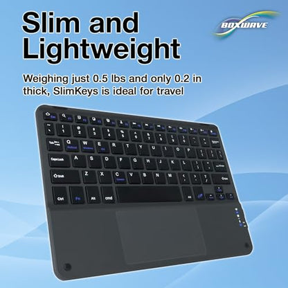 BoxWave Keyboard Compatible with TCL NXTPAPER 11 Plus (11.5 in) - SlimKeys Bluetooth Keyboard with Trackpad, Portable Slim TouchPad - Jet Black