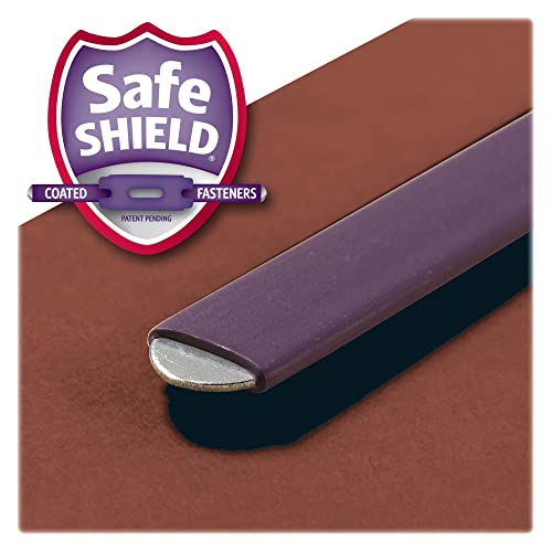 Smead 100% Recycled End Tab Pressboard Classification File Folder with SafeSHIELD Fasteners, 2 Dividers, 2" Expansion, Letter Size, Red, 10 per Box (26860) - color: Red, style: 2 Dividers