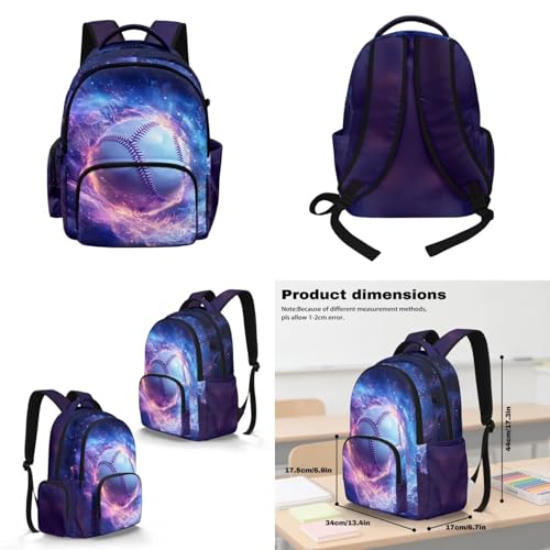 Cool Baseball Backpack for Boys 8-12 Kids Backpack with Lunch Box Water Bottle Holder with Strap and Zipper Pencil Case 4PCS Set Bookbag with Compartments for School 17 inch Elementary - color: Cool Baseball