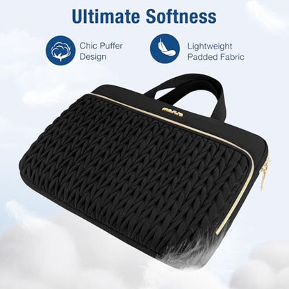 MOSISO Laptop Case 13.3 inch, 13-13.3 inch Laptop Sleeve Compatible with MacBook Neo/Air 13.6 M5 M4 M3 M2 M1/Pro 13/14, HP Dell Lenovo ASUS, Wheat Ear Quilted Carrying Bag with Handle&Pocket, Black - color: Black, size: 13.3 inch