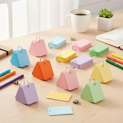 Flash Cards Bundle – 250PCS with Rings (2.2 x 3.5 Inch) + 1500PCS Bulk Cards for Studying, Note-Taking, Vocabulary, Memory, Exam Prep, School, Office & Home
