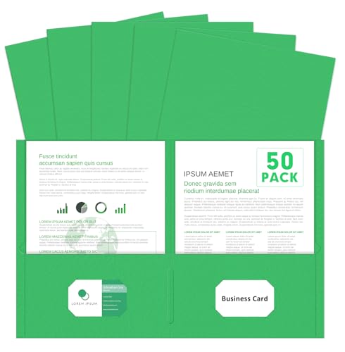 Two Pocket Folders, PANDRI 50 Pack 2 Pocket Folders, Letter Size Paper File Folder for School Office Home Business, Green - color: Green