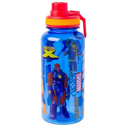 Silver Buffalo Marvel X-Men Jubilee Sentinels, Plastic Water Bottle, 32oz | Storm, Jean Grey, Rogue, Wolverine, Magneto, Cyclops, Beast, Twist Spout, Stickers, You Stick Yourself, Professor X - color: X-Men