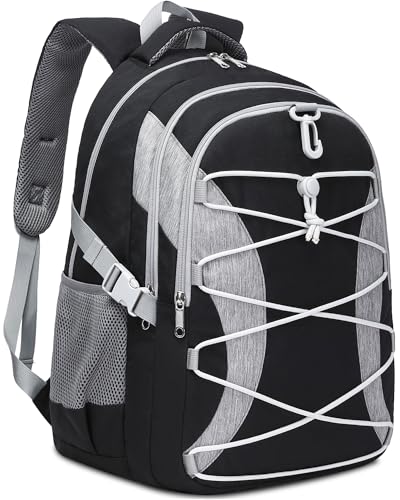 BLUEFAIRY Middle High School Backpack for Boys Girls Large Bookbag with Laptop Compartment Back to School Book Bags for Teens Teenagers Mochilas Escolares para Niños Niñas (Black/Gray, Solid) - color: Black/Gray