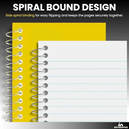 1InTheOffice Wirebound Spiral Memo Books, Memo Pads, 3" x 5", College Ruled, Small Notepad, Assorted, 75 Sheets/Pad, (5 Pack)