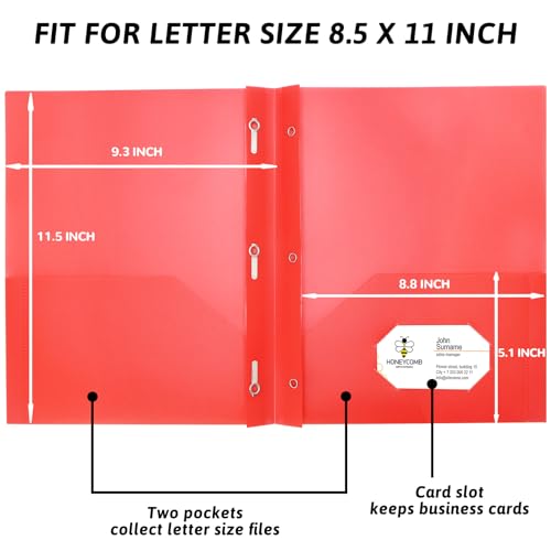 8 Pack Multicolor Plastic Two Pocket Folders, Plastic Folders with 2 Pockets, 3 prongs and Card Slot, Heavy Duty Plastic Folders for School, Home, and Work