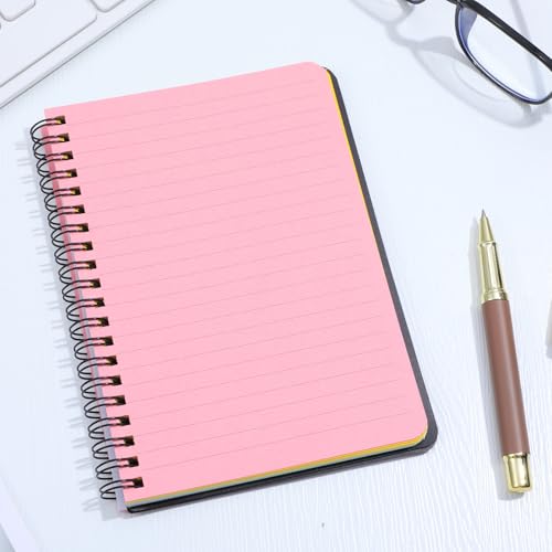 8 Pack Spiral Notebook – 5” x 7” Black PVC Cover College Ruled Journals, 100 Sheets/200 Pages – 7 Colors Vibrant Lined Paper Memo Pads for Learning Space, Office, and Gifting