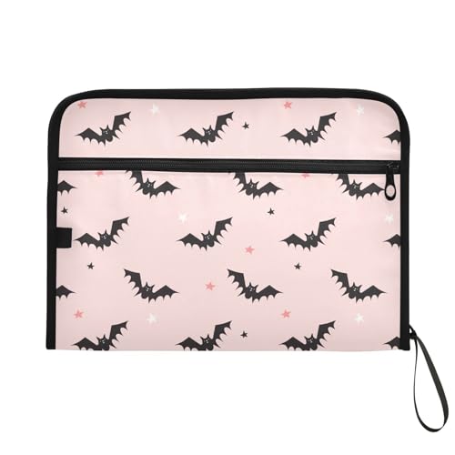 Black Bats Star File Folders,Plastic Folders with 13 Pockets,Expandable File Folder for Documents School Students Office,Aesthetic Folder with Labels A4 Letter Size - color: Multi 22