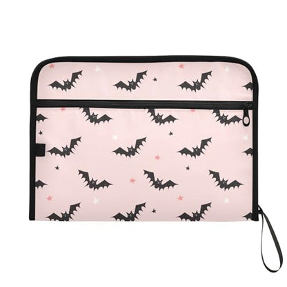 Black Bats Star File Folders,Plastic Folders with 13 Pockets,Expandable File Folder for Documents School Students Office,Aesthetic Folder with Labels A4 Letter Size - color: Multi 22