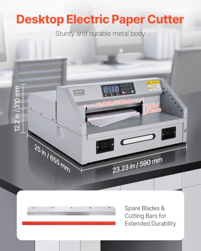 VEVOR Electric Paper Cutter, 300W Heavy Duty Paper Cutter Machine 11.8 in / 330 mm Cutting Width, 1.5 in / 38 mm Cutting Thickness, Electric Guillotine Trimmer with Casters & Infrared Function - style: Paper Cutter Machine
