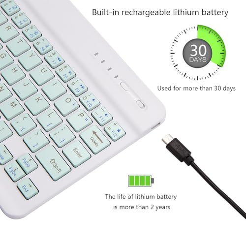 Ultra-Slim Bluetooth Keyboard Portable Mini Wireless Keyboard Rechargeable for Apple iPad iPhone Samsung Tablet Phone Smartphone iPadOS iOS Android (10 inch Green) - color: 10 inch Green