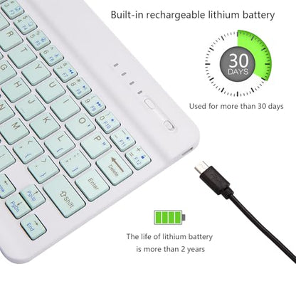 Ultra-Slim Bluetooth Keyboard Portable Mini Wireless Keyboard Rechargeable for Apple iPad iPhone Samsung Tablet Phone Smartphone iPadOS iOS Android (10 inch Green) - color: 10 inch Green