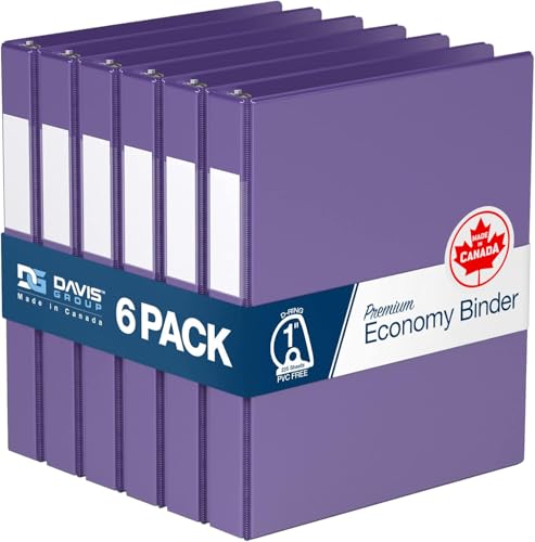 Premium Economy 6-Pack 3-Ring Binders for School or Office, D-Ring Binders, 1 Inch, Purple - color: Purple, size: 1 Inch