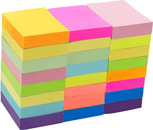 Sticky Notes,1 1/2 x 2 Inches,Small Size,The Adhesive On Shorter Side,Neon Assorted,Self-Stick Notes,100 Sheets/Pad,24 Pads/Box,4A 301x24 - color: Neon Assorted-24 Pads