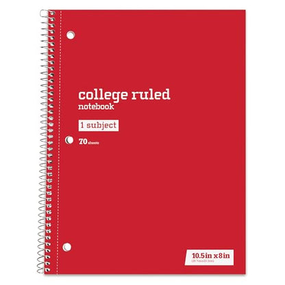 Just Basics® Wirebound Notebook, 8" x 10-1/2", College Ruled, 70 Sheets, Assorted Colors, Pack Of 6