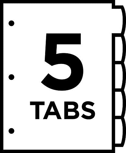 Avery Durable Plastic Write & Erase Big Tab Dividers for 3 Ring Binder, White, 5 Tab Set, 4 Packs, 4 Sets Total (16370) - style: 4 Sets