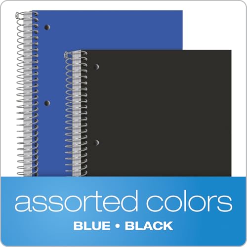 Oxford Spiral Notebooks, 5 Subject, College Ruled Paper, Durable Plastic Cover, 200 Sheets, 5 Divider Pockets, 2 per Pack (10388) - size: 5-Subject