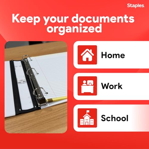 Staples Heavy-Duty 1-Inch D-Ring Binder, White – Large View 3-Ring Binder, Holds Up to 275 Sheets for School & Office - color: White, size: 1-Inch, style: 1 Pack