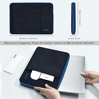 Hseok Laptop Sleeve 15.6 16 inch Case Compatible with MacBook Neo 16, MacBook Pro 16" M5/M4/M3/M2/M1, MacBook Air Pro 15", XPS 16, Most 15" 15.6" 16" Notebooks,Black&Blue - color: B02K03, size: 15.6"