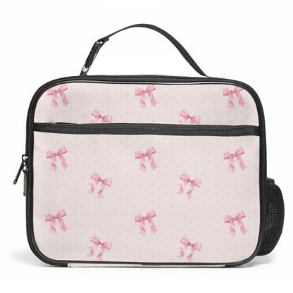 WOBAGMEN Bow Lunch Box for Kids, Cute Insulated Lunch Bag for Boys Girls,Waterproof Lunch Box with Water Bottle Holder for Teens Adults Picnic Travel Back to School (Pink Polka Dot Bow) - color: Pink Polka Dot Bow