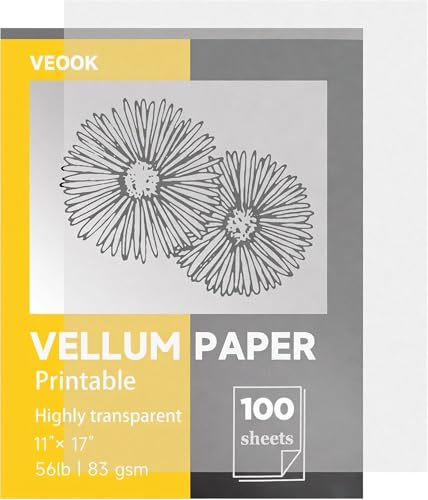 Translucent Vellum Paper,100 Sheets 56lbs/83gsm 11 x 17 inches Printable Vellums Tracing Paper for Tracing, Drawing, Sketching, Card Overlays, Invitations Belly Bands, Envelope, Lantern(LPVP_B-01) - color: LPVP_B-01 Matte Transparent