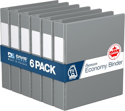 Premium Economy 6-Pack 3-Ring Binders for School or Office, D-Ring Binders, 1.5 Inch, Gray - color: Gray, size: 1.5 Inch