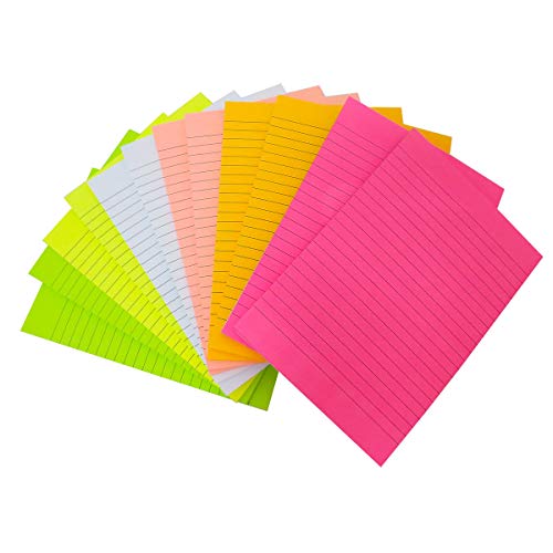 Creatiburg Big Sticky Notes Lined 6x8 inches 12 Pads 50 Sheets per Pad Large Self Stick Note Pads with Lines in 6 Bright Colors Easy Post Individually Wrapped School and Office Supplies Gift Set