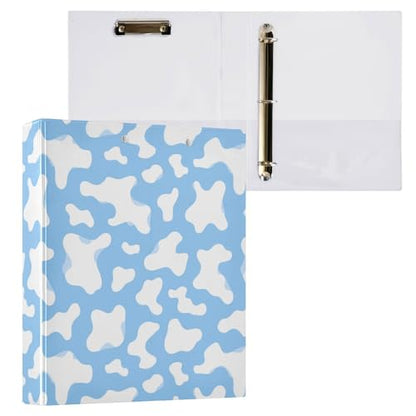 Blue Cow Spot Round Ring Binders 1.5 Inch 3 Ring Binder with Clipboard Holds 200 Sheets Office Home School - color: Multicolored 10