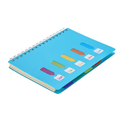 5-Subject Spiral Notebook with Page Dividers and Index Tabs, Hardcover Wire Bound Ruled Notebooks Memo Planner Daily Notepad for Students Teens Office School, 240 Pages Lined Paper, A5 Size, Blue - color: A5 Blue