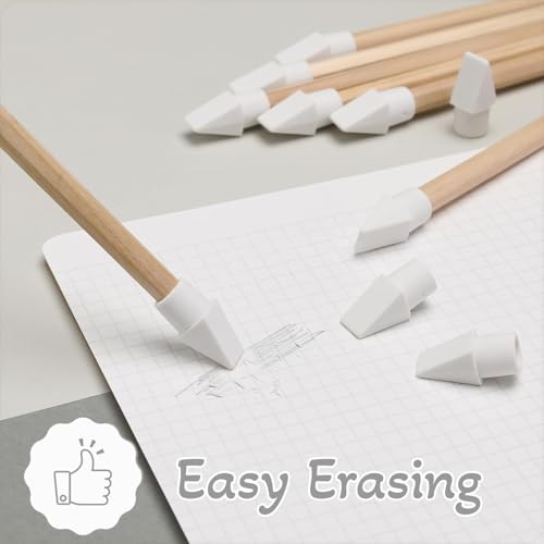 20 Pcs White Pencil Cap Erasers, Soft Smudge-Free Pencil Topper Erasers for Students and Office Supplies