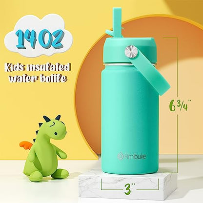Fimibuke Kids Insulated Water Bottle, 14oz BPA FREE Double Wall Vacuum Travel Tumbler 18/8 Stainless Steel Leak Proof Kids Cups with Straw Metal Water Bottle for School Boy Girl (2 Pack, Hawaii) - color: B3. Hawaii